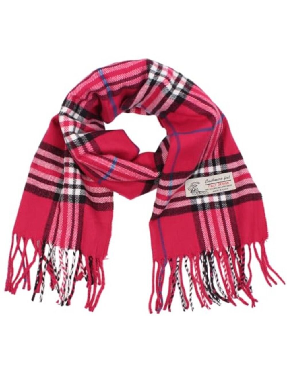 Pink Tartan Plaid Cashmere Feel Classic Soft Luxurious Winter Scarf